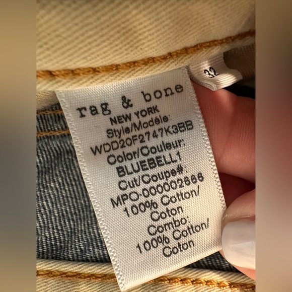 RAG & BONE 32 Maya High Rise Ankle Slim Button Fly Bluebell Cotton Jeans - Picture 8 of 14